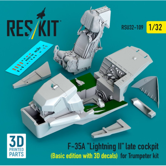Reskit Rsu32-0109 1/32 F-35a Lightning 2 Late Cockpit Basic Edition With 3d Decals For Trumpeter Kit 3d Printed Reskit Rsu32-0109 1/32 F-35a Lightning 2 Late Cockpit Basic Edition With 3d Decals For Trumpeter Kit 3d Printed