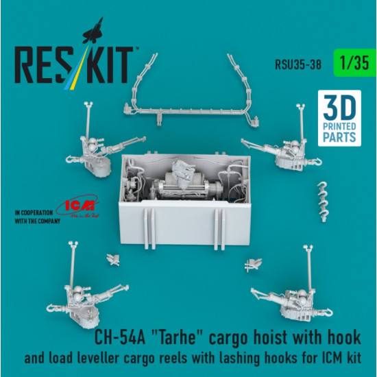 Reskit Rsu35-0038 1/35 Ch-54a Tarhe Cargo Hoist With Hook And Load Leveller Cargo Reels With Lashing Hooks For Icm Kit 3d Printed Reskit Rsu35-0038 1/35 Ch-54a Tarhe Cargo Hoist With Hook And Load Leveller Cargo Reels With Lashing Hooks For Icm Kit 3d Printed