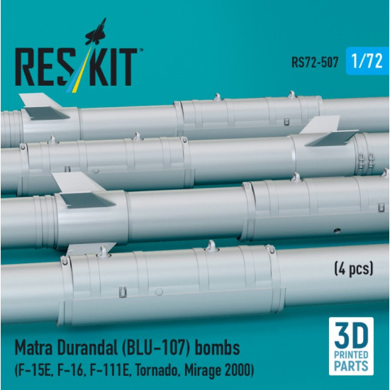 Reskit Rs72-0507 1/72 Matra Durandal Blu-107 Bombs 4pcs F-15e F-16 F-111e Tornado Mirage 2000 3d Printed