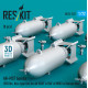 Reskit Rs72-0537 1/72 An-m57 Bombs 250 Lbs Box-type Fin For All Usaf Raf Of Ww2 Korean War 8 Pcs 3d Printed