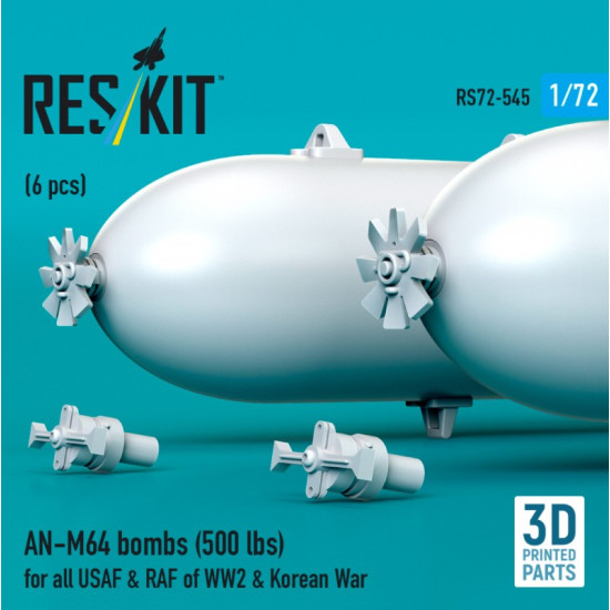 Reskit Rs72-0545 1/72 An-m64 Bombs 500 Lbs For All Usaf Raf Of Ww2 Korean War 6 Pcs 3d Printed Reskit Rs72-0545 1/72 An-m64 Bombs 500 Lbs For All Usaf Raf Of Ww2 Korean War 6 Pcs 3d Printed
