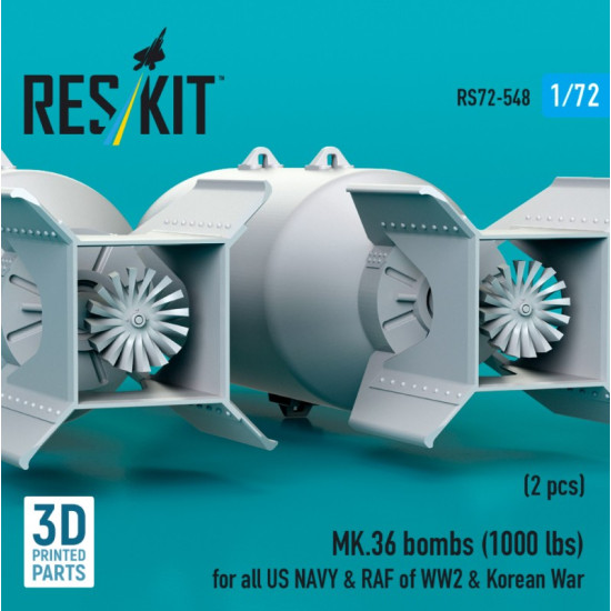 Reskit Rs72-0548 1/72 Mk36 Bombs 1000 Lbs For All Us Navy Raf Of Ww2 Korean War 2 Pcs 3d Printed Reskit Rs72-0548 1/72 Mk36 Bombs 1000 Lbs For All Us Navy Raf Of Ww2 Korean War 2 Pcs 3d Printed