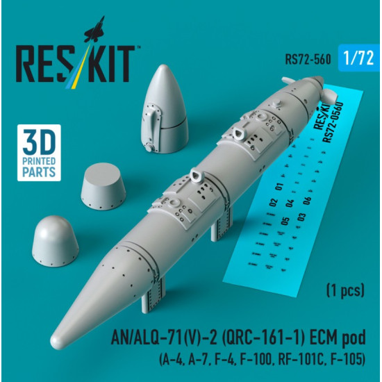 Reskit Rs72-0560 1/72 An/Alq-71v-2 Qrc-161-1 Ecm Pod 1pcs A-4 A-7 F-4 F-100 Rf-101c F-105 3d Printed Reskit Rs72-0560 1/72 An/Alq-71v-2 Qrc-161-1 Ecm Pod 1pcs A-4 A-7 F-4 F-100 Rf-101c F-105 3d Printed