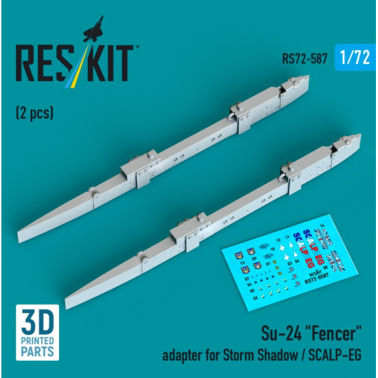 Reskit Rs72-0587 1/72 Su-24 Fencer Adapter For Storm Shadow / Scalp-eg 2 Pcs 3d Printed