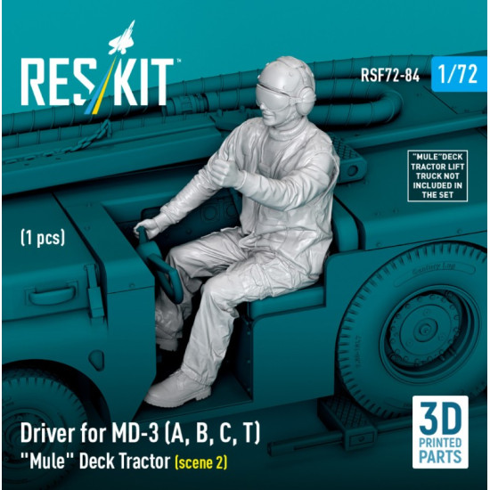 Reskit Rsf72-0084 1/72 Driver For Md-3 A B C T Mule Deck Tractor Scene 2 1 Pcs 3d Printed