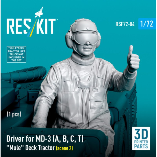 Reskit Rsf72-0084 1/72 Driver For Md-3 A B C T Mule Deck Tractor Scene 2 1 Pcs 3d Printed