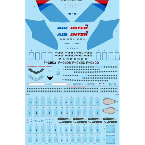 26decals 144-1188 1/144 Air Inter Airbus A330-300 Laser Decal