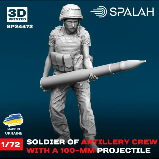 Spalah 24472 1/72 Figure Soldier Of Artillery Crew With A 100-mm Projectile Resin Model Kit Spalah 24472 1/72 Figure Soldier Of Artillery Crew With A 100-mm Projectile Resin Model Kit