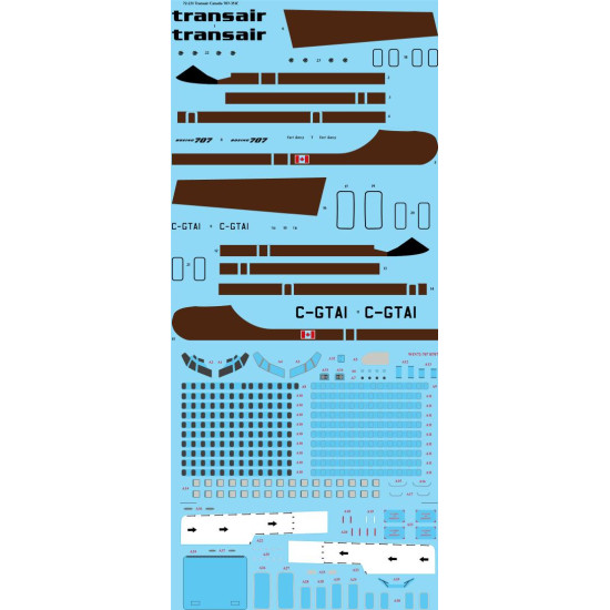 26decals 72-231 1/72 Transair Canada Boeing 707-351c Laser Decal