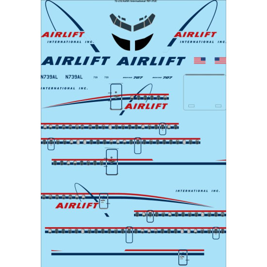 26decals 72-232 1/72 Airlift Boeing 707-372c Laser Decal