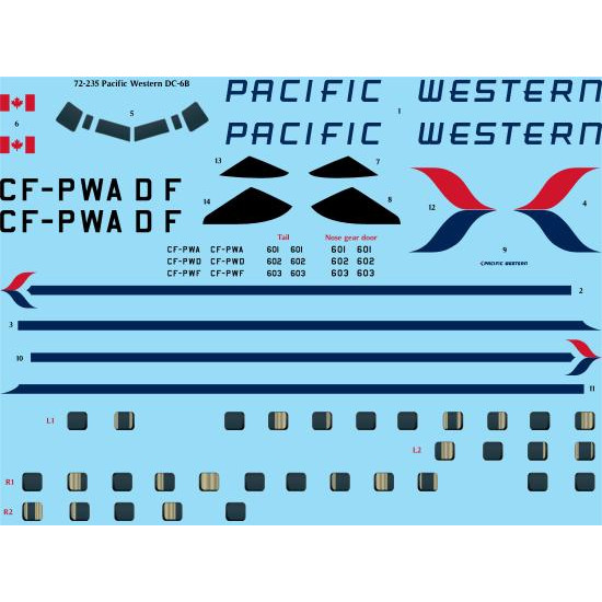 26decals 72-235 1/72 Pacific Western Douglas Dc-b Laser Decal 26decals 72-235 1/72 Pacific Western Douglas Dc-b Laser Decal
