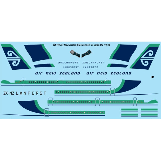 26decals 200-49 1/200 Air New Zealand Dc-10-30 Laser Decal