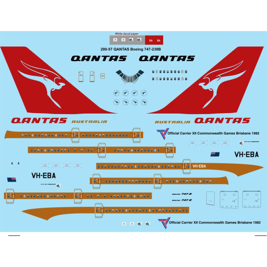 26decals 200-57 1/200 Qantas Boeing 747-238 Laser Decal 26decals 200-57 1/200 Qantas Boeing 747-238 Laser Decal