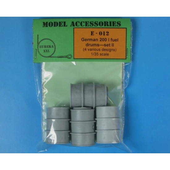 Eureka E-012 1/35 German 200 L Fuel Drums Set 2 4 Pcs Resin Eureka E-012 1/35 German 200 L Fuel Drums Set 2 4 Pcs Resin