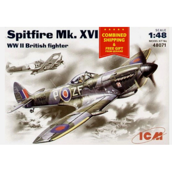 Icm 48071 1/48 Spitfire Mk Xvi British Fighter Aircfraft Wwii Plastic Model Kit Icm 48071 1/48 Spitfire Mk Xvi British Fighter Aircfraft Wwii Plastic Model Kit
