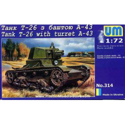 T-26 Soviet Tank A-43 Turret 76mm Gun WWII 1/72 UM 314