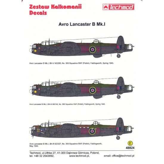 Techmod 48824 1/48 Avro Lancaster B Mk I Decal For Aircraft