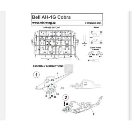 Miniwing 372 1/144 Bell Ah-1g Cobra Over America Plastic Model Kit