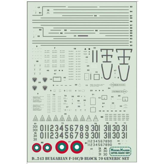 Model Maker D72243 1/72 Bulgarian F-16c/D Block 70 Generic Set