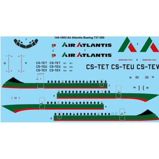 26decals 144-1003 1/144 Air Atlantis Boeing 737-200 Laser Decal