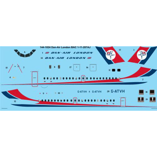 26decals 144-1024 1/144 Dan-air London Final Livery Bac 1-11-200 Laser Decal