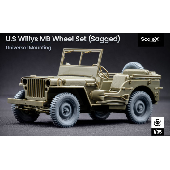 Scalex Ww-35001s 1/35 U S Willysmb Sagged Wheel Set For Universal Scalex Ww-35001s 1/35 U S Willysmb Sagged Wheel Set For Universal