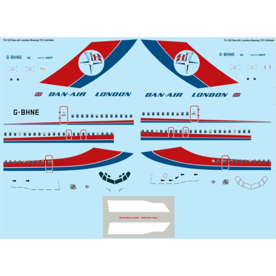 26decals 72-125 1/72 Dan Air London Boeing 727-200 Decal For Aircraft