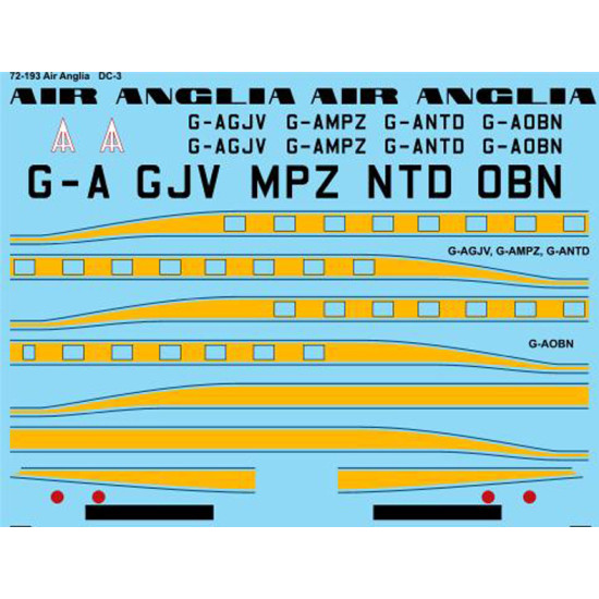26decals 72-193 1/72 Air Anglia Douglas C-47/Dc-3 Decal For Aircraft