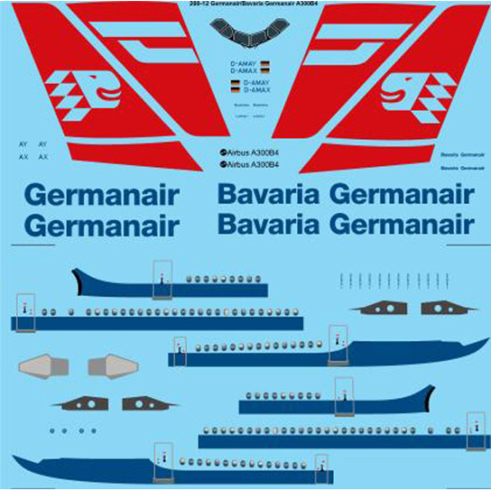 26decals 200-12 1/200 Germanair Airbus A300b Laser Decal For Aircraft