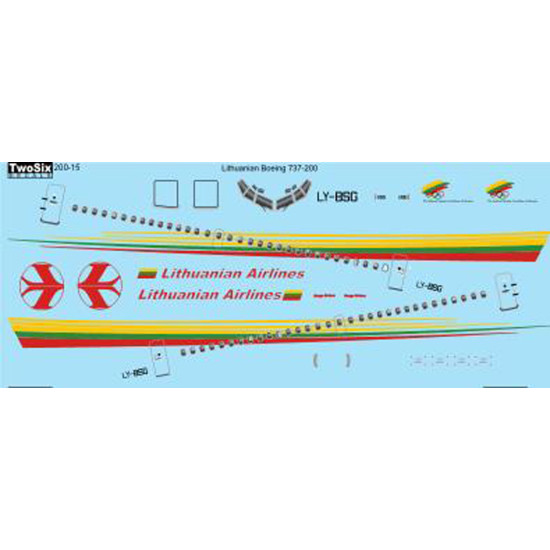 26decals 200-15 1/200 Lithuanian Airways Boeing 737-200 Laser Decal