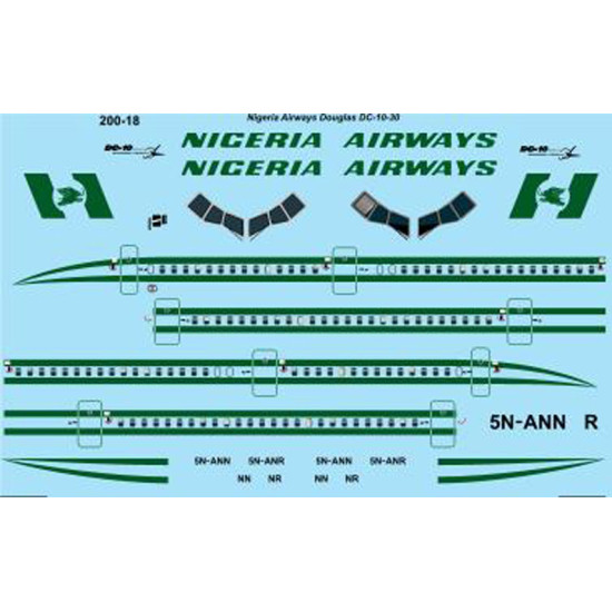 26decals 200-18 1/200 Nigeria Airways Dc-10-30 Laser Decal