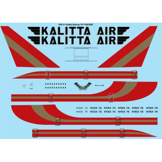 26decals 200-21 1/200 Kalitta Boeing 747-200f Laser Decal
