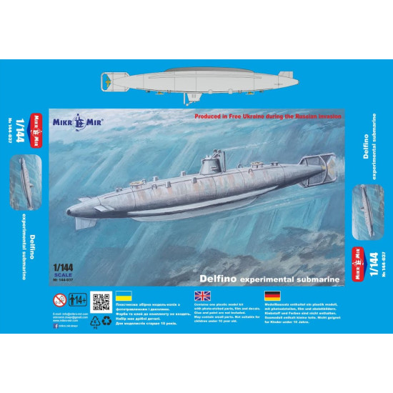 Mikro Mir 144-037 1/144 Delfino Submarine Plastic Model Kit Mikro Mir 144-037 1/144 Delfino Submarine Plastic Model Kit