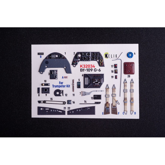 Kelik K32034 1/32 Bf-109 G-6 - Interior 3d Decals For Trumpeter Kit Kelik K32034 1/32 Bf-109 G-6 - Interior 3d Decals For Trumpeter Kit