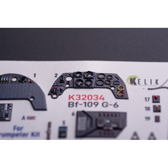 Kelik K32034 1/32 Bf-109 G-6 - Interior 3d Decals For Trumpeter Kit Kelik K32034 1/32 Bf-109 G-6 - Interior 3d Decals For Trumpeter Kit
