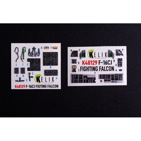 Kelik K48129 1/48 F-16cj - Interior 3d Decals For Hasegawa Kit
