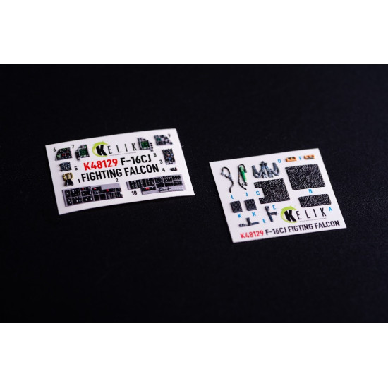 Kelik K48129 1/48 F-16cj - Interior 3d Decals For Hasegawa Kit