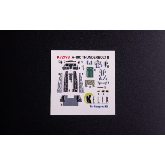 Kelik K72198 1/72 A-10c - Interior 3d Decals For Hasegawa Kit