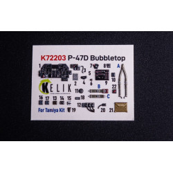 Kelik K72203 1/72 P-47d Bubbletop - Interior 3d Decals For Tamiya Kit