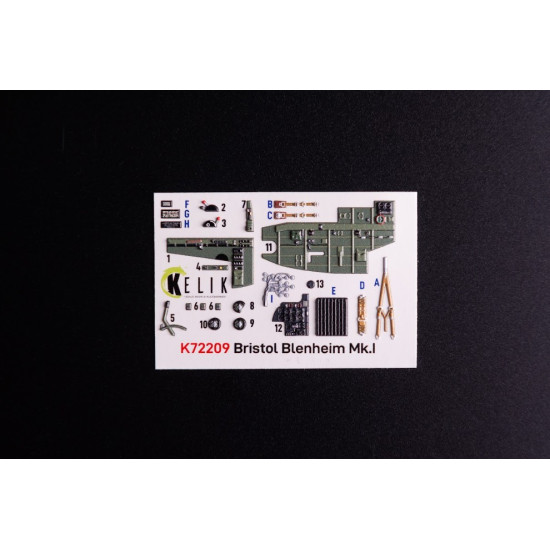 Kelik K72209 1/72 Bristol Bleninheim Mk1 - Interior 3d Decals For Airfix Kit
