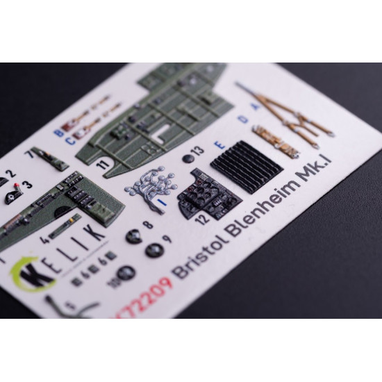 Kelik K72209 1/72 Bristol Bleninheim Mk1 - Interior 3d Decals For Airfix Kit