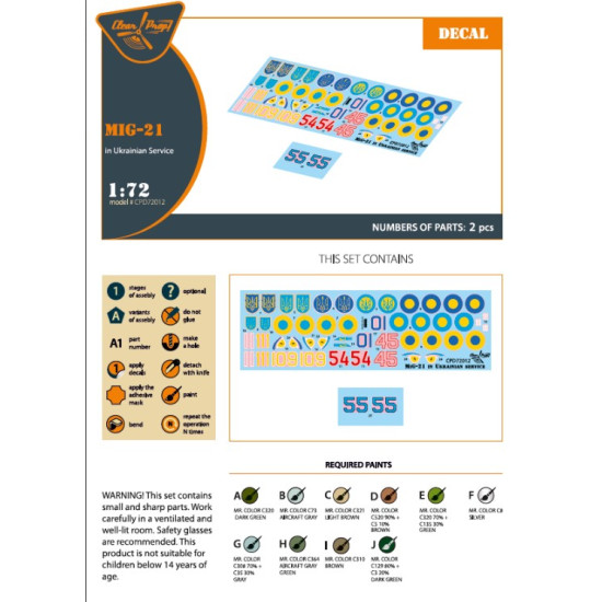 Clear Prop Cpd72012 1/72 Mig-21 In Ukrainian Service Clear Prop Cpd72012 1/72 Mig-21 In Ukrainian Service