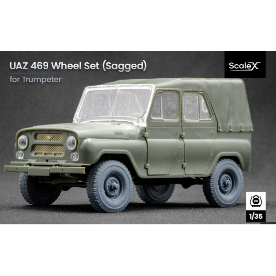 Scalex Wm-35007s 1/35 Uaz 469 Sagged Wheel Set For Trumpeter