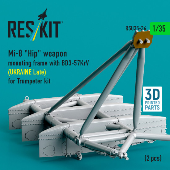 Reskit Rsu35-0036 1/35 Mi-8 Hip Weapon Mounting Frame With Bd3-57krv Ukraine Late For Trumpeter Kit 2 Pcs
