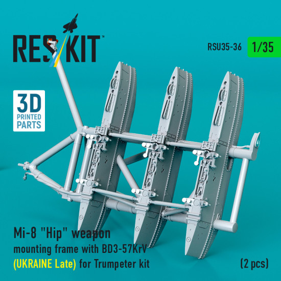 Reskit Rsu35-0036 1/35 Mi-8 Hip Weapon Mounting Frame With Bd3-57krv Ukraine Late For Trumpeter Kit 2 Pcs
