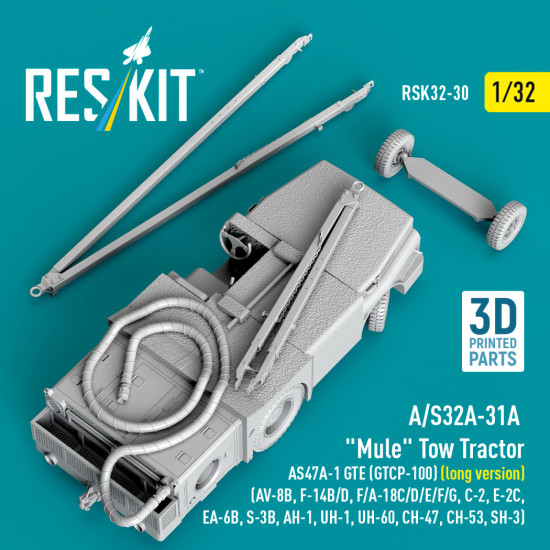 Reskit Rescue Rsk32-0030 1/32 A/S32a-31a Mule Tow Tractor As47a-1 Gte Gtcp-100 Ong Version Av-8b, F-14b/D, F/A-18c/D/E/F/G, C-2, E-2c, Ea-6b, S-32, Uh-1, Uh-1, Uh-10 Ch-47, Ch-53, Sh-3