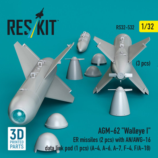 Reskit Rs32-0532 1/32 Agm-62 Walleye I Er Missiles With An/Awg-16 Data Link Pod A-4, A-6, A-7, F-4, F/A-18