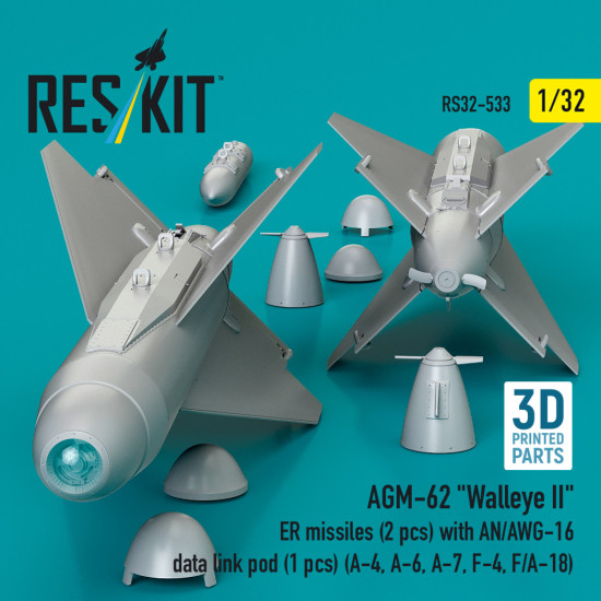 Reskit Rs32-0533 1/32 Agm-62 Walleye Ii Er Missiles With An/Awg-16 Data Link Pod A-4, A-6, A-7, F-4, F/A-18