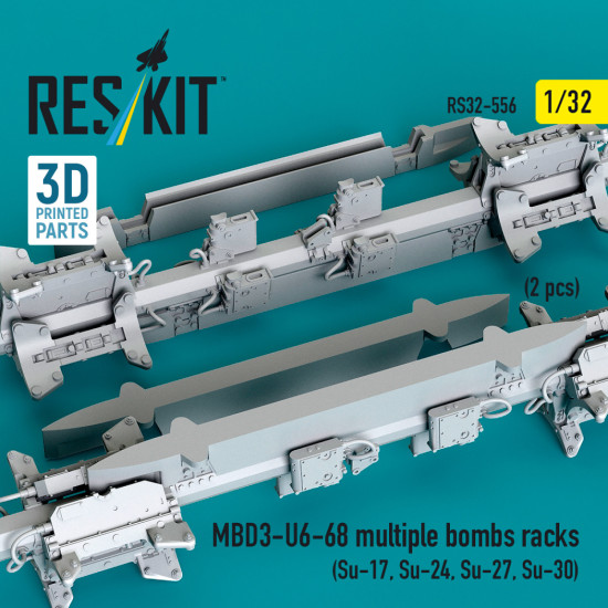 Reskit Rs32-0556 1/32 Mbd3-u6-68 Multiple Bombs Racks Su-17, Su-24, Su-27, Su-30