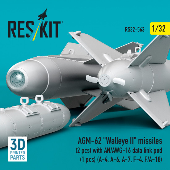 Reskit Rs32-0563 1/32 Agm-62 Walleye Ii Missiles With An/Awg-16 Data Link Pod Reskit Rs32-0563 1/32 Agm-62 Walleye Ii Missiles With An/Awg-16 Data Link Pod